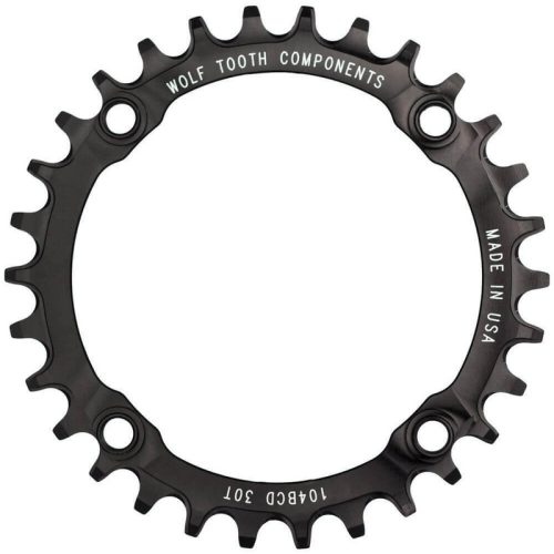 Wolf Tooth 4 Bolt Alloy Drop-Stop Chainring – 104 BCD – Round – Black – 32T