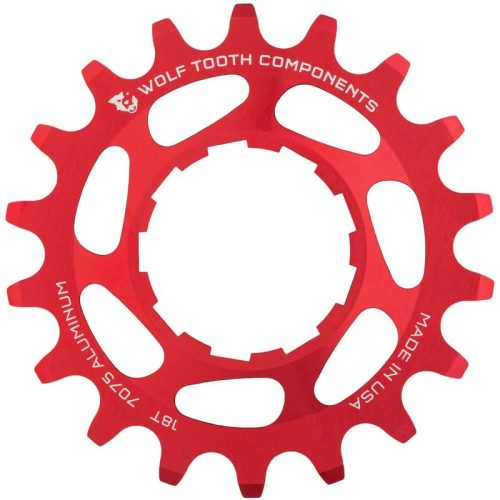 Wolf Tooth Aluminium Single Speed Cog – Shimano HG Splined – Red – Single Speed – 18T