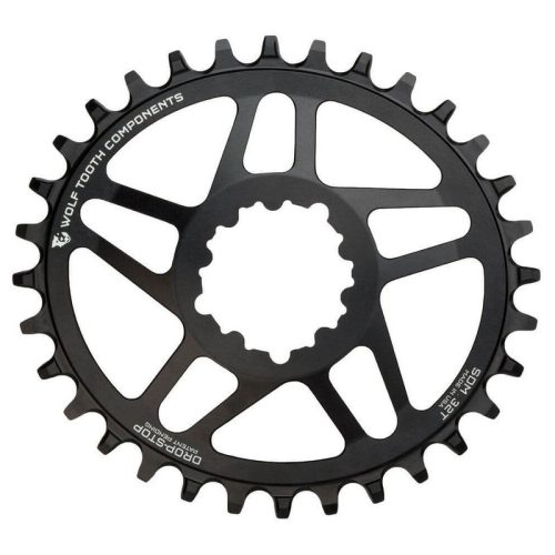 Wolf Tooth Direct Mount Drop-Stop Chainring – SRAM Direct Mount – 3mm Boost – Oval – Black – 9-12 Speed – 28T